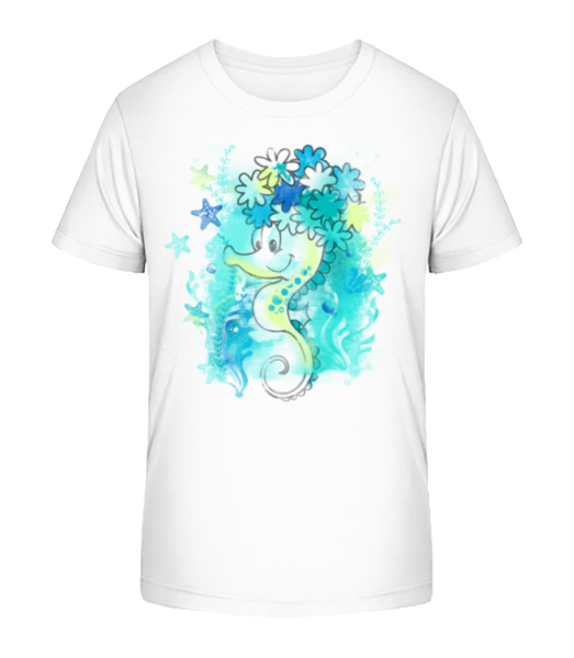 akvarel Seahorse - Detské bio tričko Stanley Stella - Biela - Predné