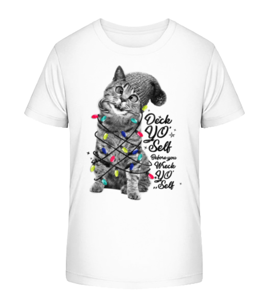 Cat Christmas - Detské bio tričko Stanley Stella - Biela - Predné