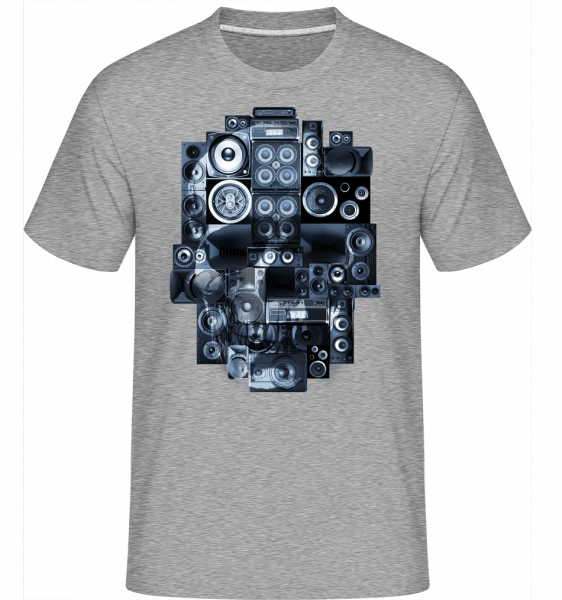 Boombox Skull -  Shirtinator tričko pre pánov - Melírovo šedá - Predné