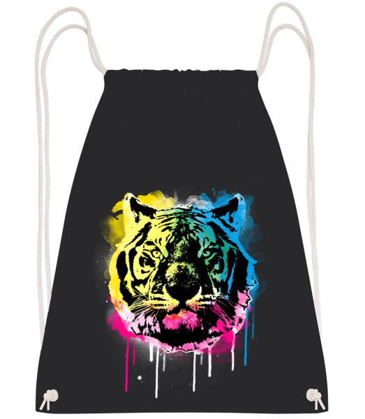 Multicolor Tiger - Drawstring batoh so šnúrkami - Čierna1 - Predné