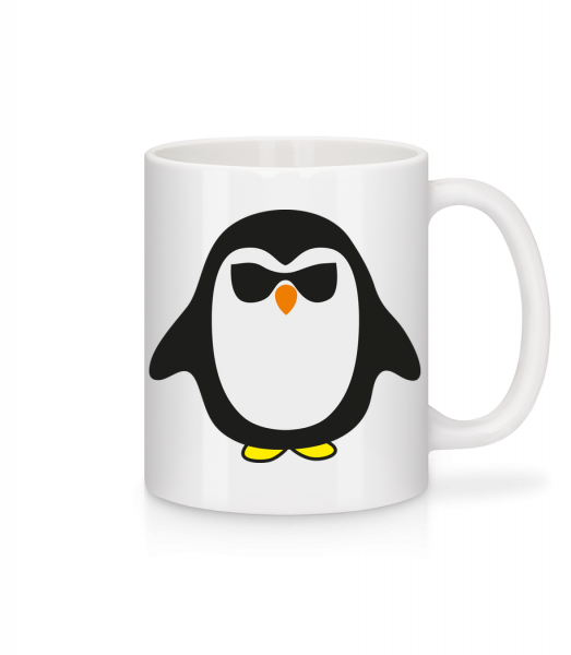 Skvelé Penguin čiernymi okuliarmi - Keramický hrnček - Biela - Predné