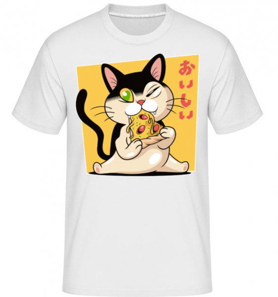 Pizza Cat -  Shirtinator tričko pre pánov - Biela - Predné