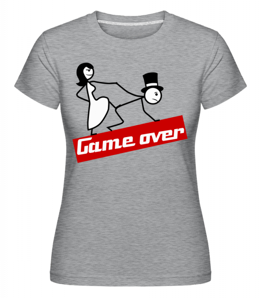 Game Over -  Shirtinator tričko pre dámy - Melírovo šedá - Predné