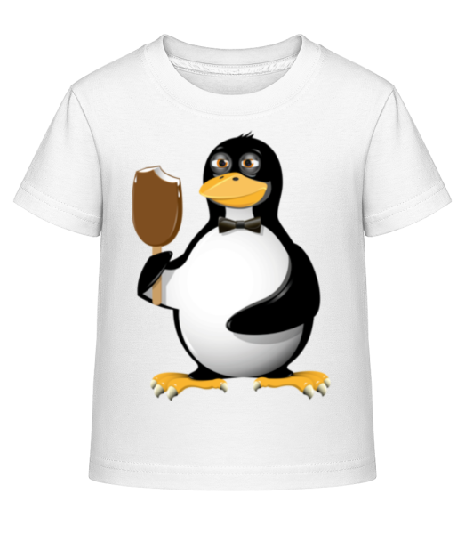 Penguin je jesť zmrzlinu - Detské Shirtinator tričko - Biela - Predné
