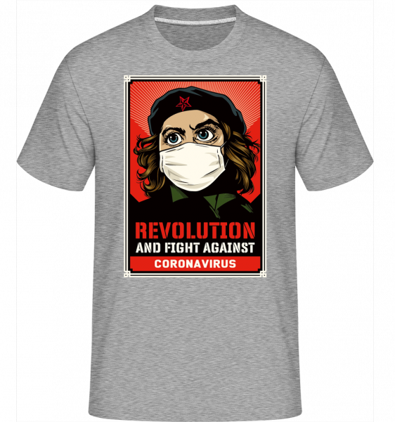 Revolution And Fight -  Shirtinator tričko pre pánov - Melírovo šedá - Predné