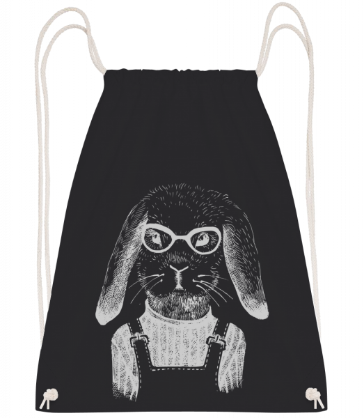 Hipster Rabbit - Drawstring batoh so šnúrkami - Čierna1 - Predné