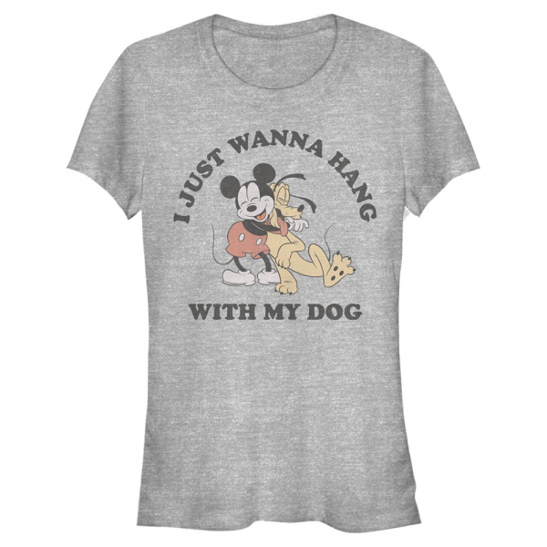 Disney - Mickey Mouse - Mickey & Pluto Mickey Dog Fill Lover - Dámske Tričko - Melírovo šedá - Predné