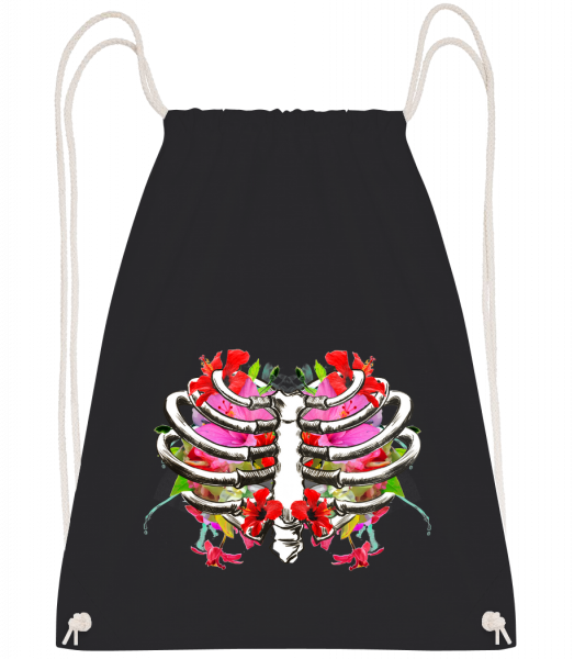 Flowers Lung - Drawstring batoh so šnúrkami - Čierna1 - Predné