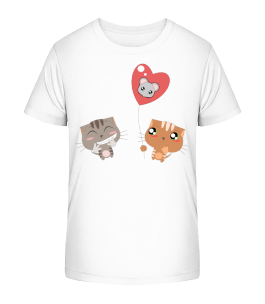 Cats Heart Balloon - Detské bio tričko Stanley Stella - Biela - Predné