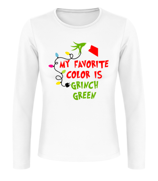 My Favorite Color Is Grinch Green - Dámske tričko s dlhým rukávom basic - Biela - Predné