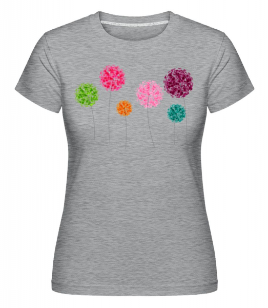 farebné kvety -  Shirtinator tričko pre dámy - Melírovo šedá - Predné