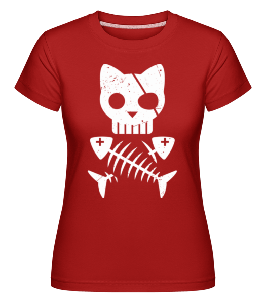 Kostra mačiek -  Shirtinator tričko pre dámy - Červená - Predné