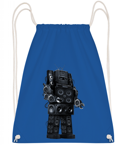 Ghetto Blaster Robot - Drawstring batoh so šnúrkami - Kráľovská modrá - Predné