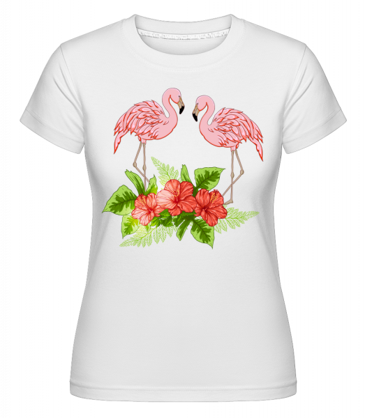 Flamingos In Paradise -  Shirtinator tričko pre dámy - Biela - Predné