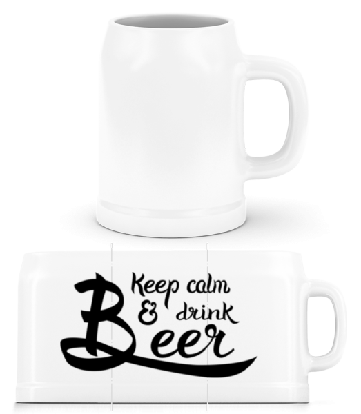 Zachovať pokoj a piť pivo - Pivný pohár - Biela - Predné