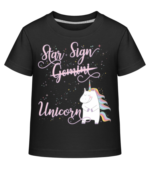 Star Sign Unicorn Gemini - Detské Shirtinator tričko - Čierna - Predné