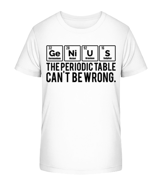 Periodická tabuľka Genius - Detské bio tričko Stanley Stella - Biela - Predné