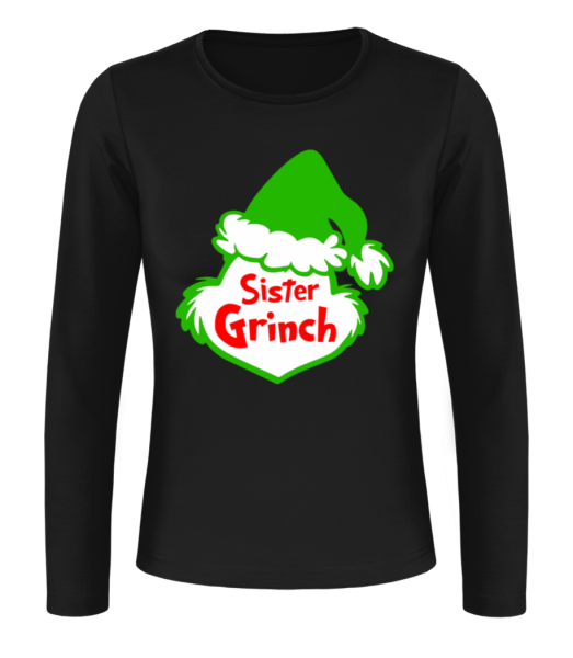 Sister Grinch - Dámske tričko s dlhým rukávom basic - Čierna - Predné