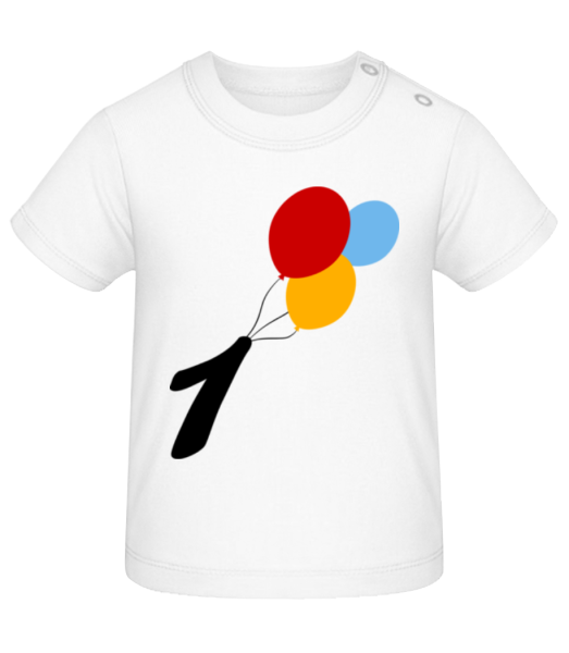Výročie 1 Balloons - Tričko pre bábätká - Biela - Predné