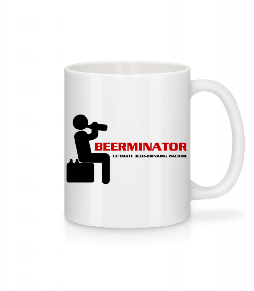 Beerminator - Keramický hrnček - Biela - Predné