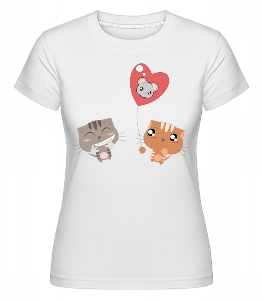 Cats Heart Balloon -  Shirtinator tričko pre dámy - Biela - Predné