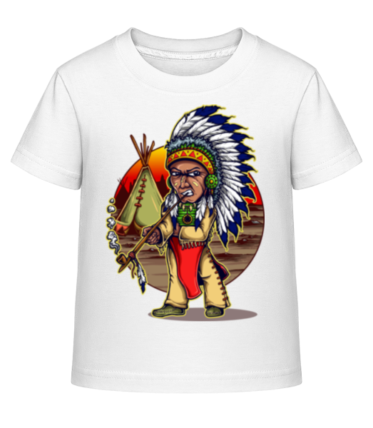 fajčí Indian - Detské Shirtinator tričko - Biela - Predné