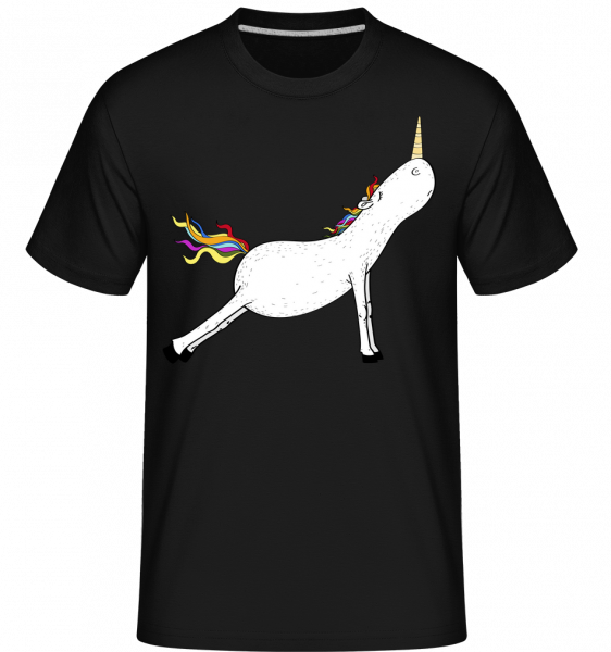 Stretched Yoga Unicorn -  Shirtinator tričko pre pánov - Čierna - Predné