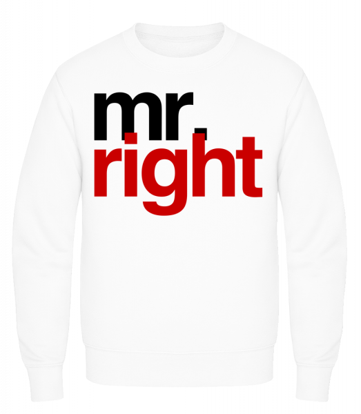 Mr. Right Logo - Pánska mikina AWDis - Biela - Predné