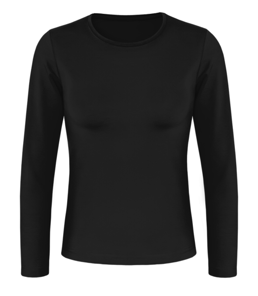 Dámske tričko s dlhým rukávom basic - Čierna - Predné