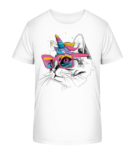 Unicorn Party Cat - Detské bio tričko Stanley Stella - Biela - Predné
