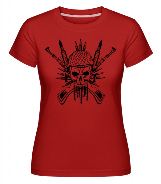 Vojak Skull Tattoo -  Shirtinator tričko pre dámy - Červená - Predné