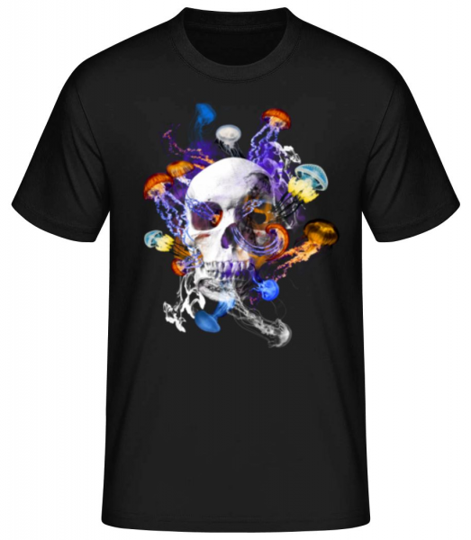 lebka Jellyfish - Pánske basic tričko - Čierna - Predné