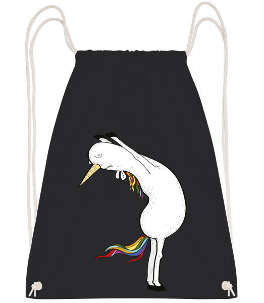 Yoga Unicorn Stretched - Drawstring batoh so šnúrkami - Čierna1 - Predné