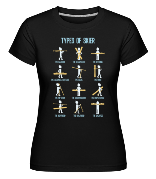 Types Of Skier -  Shirtinator tričko pre dámy - Čierna - Predné