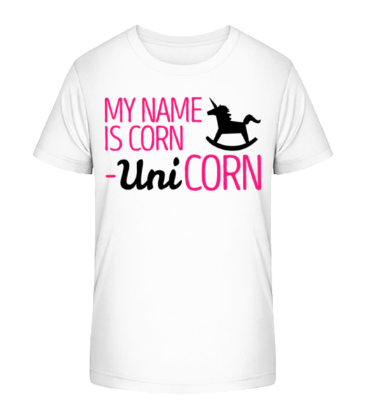 My Name Is Corn, Unicorn - Detské bio tričko Stanley Stella - Biela - Predné