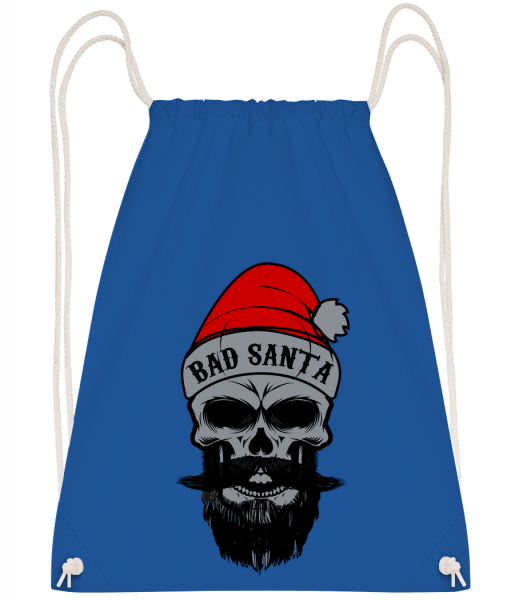 Bad Santa Skull - Drawstring batoh so šnúrkami - Kráľovská modrá - Predné