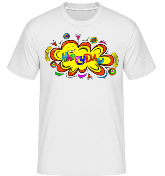 Happy Day Flower -  Shirtinator tričko pre pánov - Biela - Predné