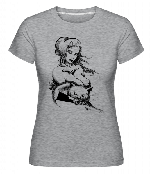 Gothic Cat Wife -  Shirtinator tričko pre dámy - Melírovo šedá - Predné