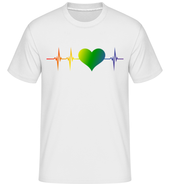 LGBTQ srdcový rytmus -  Shirtinator tričko pre pánov - Biela - Predné