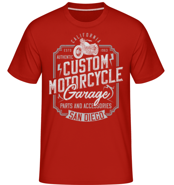 Custom Motorcycle Garage -  Shirtinator tričko pre pánov - Červená - Predné