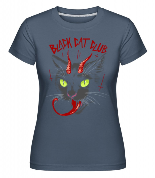 Black Cat Club -  Shirtinator tričko pre dámy - Džínsovina - Predné