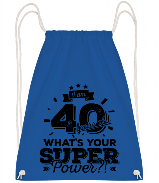40 Years Super Power - Drawstring batoh so šnúrkami - Kráľovská modrá - Predné