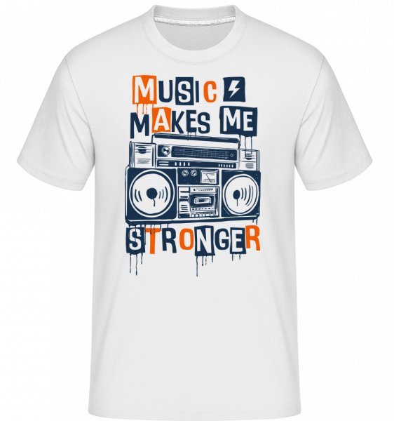 Music Makes Me Stronger -  Shirtinator tričko pre pánov - Biela - Predné