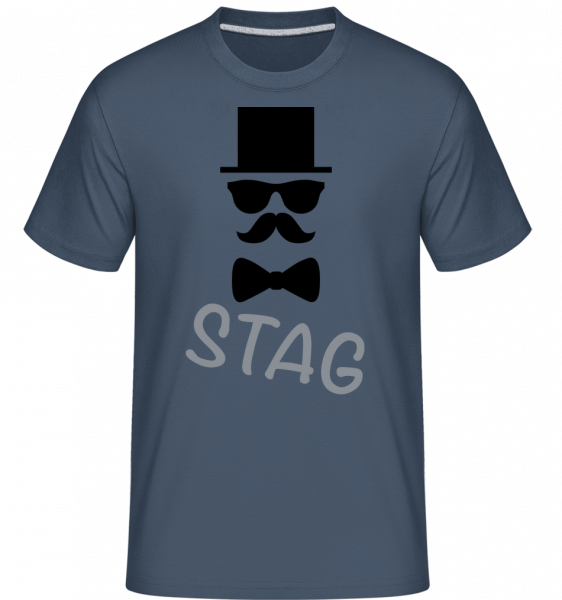 Stag - Fúzy -  Shirtinator tričko pre pánov - Džínsovina - Predné