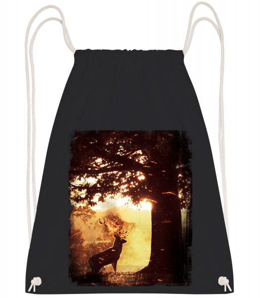 Sun Deer - Drawstring batoh so šnúrkami - Čierna1 - Predné