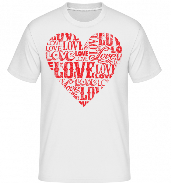 Love Heart Red -  Shirtinator tričko pre pánov - Biela - Predné