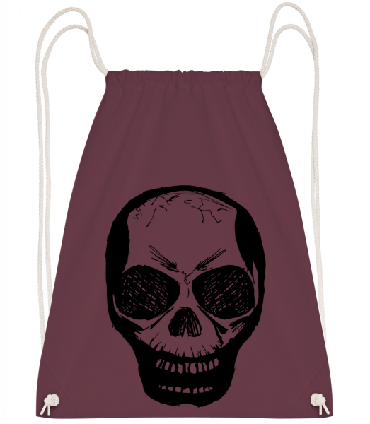 Skull Black - Drawstring batoh so šnúrkami - Bordeaux - Predné