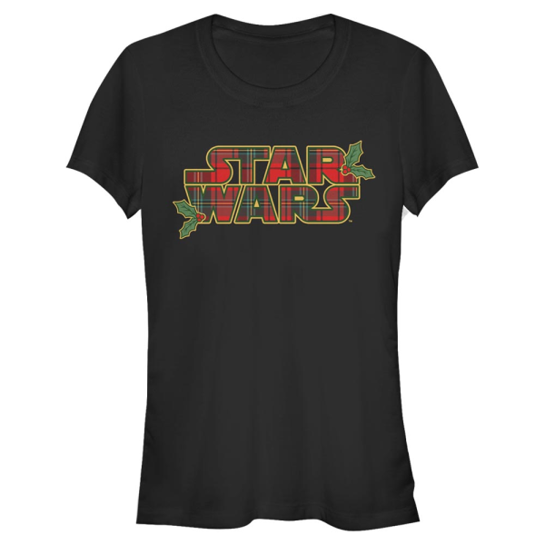 Star Wars - Logo Tartan - Vianoce - Dámske Tričko - Čierna - Predné