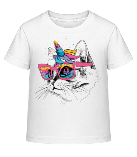 Unicorn Party Cat - Detské Shirtinator tričko - Biela - Predné