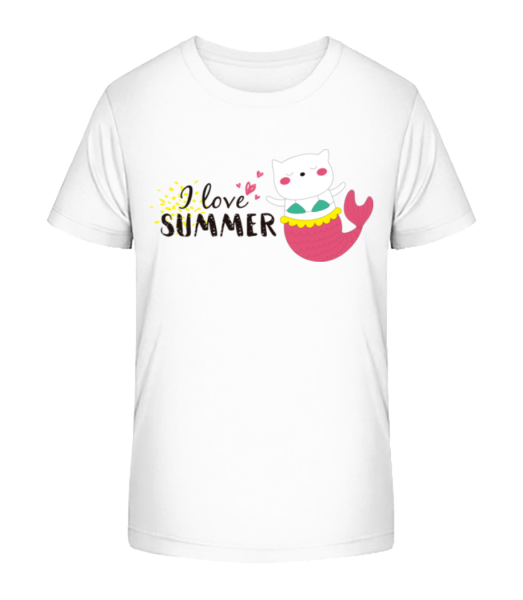 I Love Summer Cat Fish - Detské bio tričko Stanley Stella - Biela - Predné